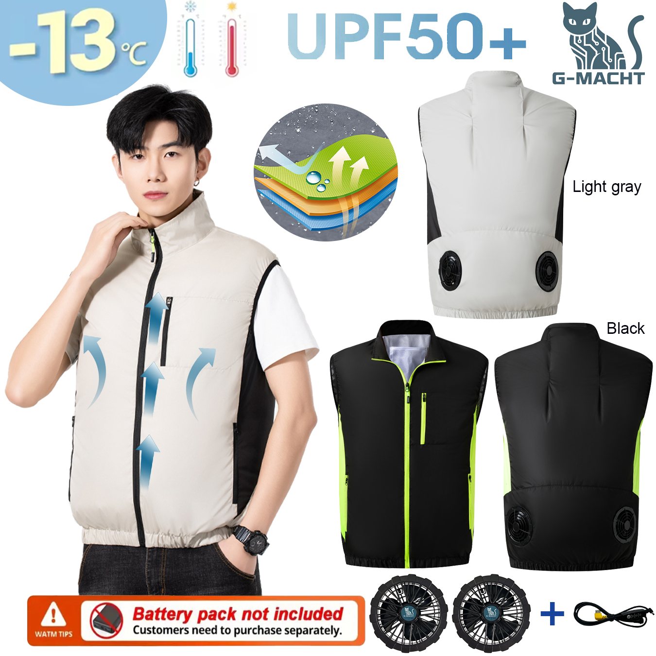 Fishing Vest - Gilet rafraîchissant respirant pour l'été, vêtement