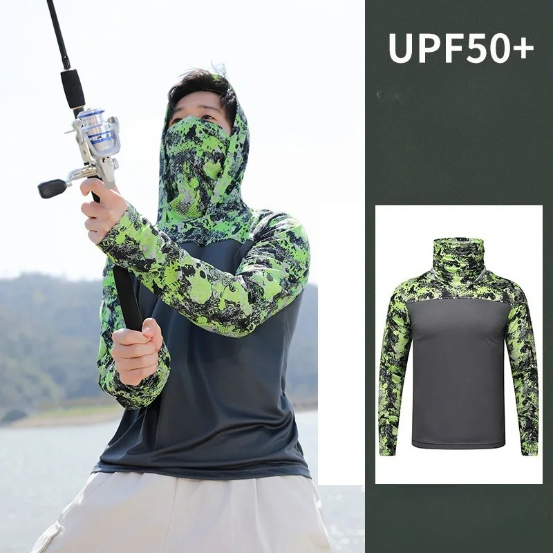 Fishing Mask Sun Protection - Haut de pêche à capuche pour