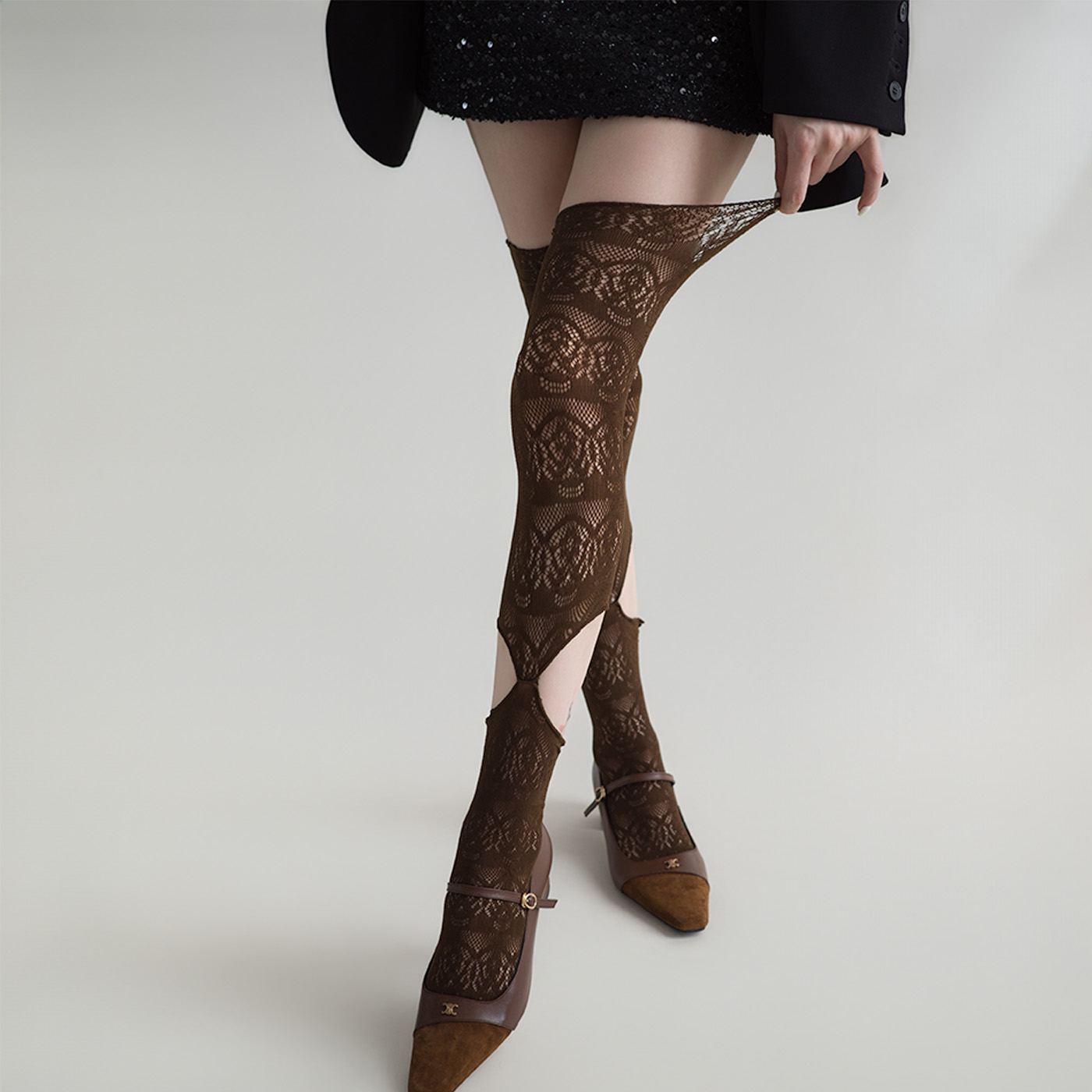Fishing Socks - Bas en dentelle ajourés au-dessus du