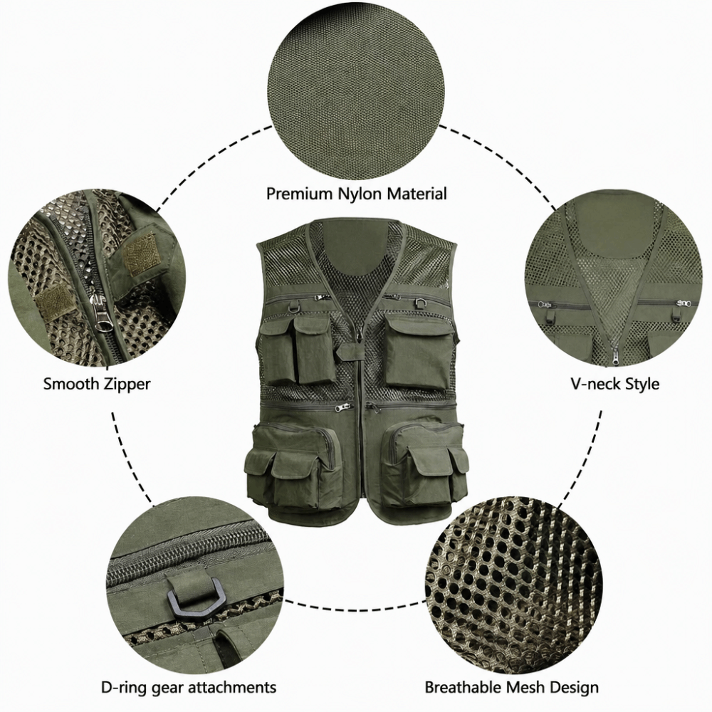 Gilet de pêche durable avec 16 - Fishing Vest avis et prix