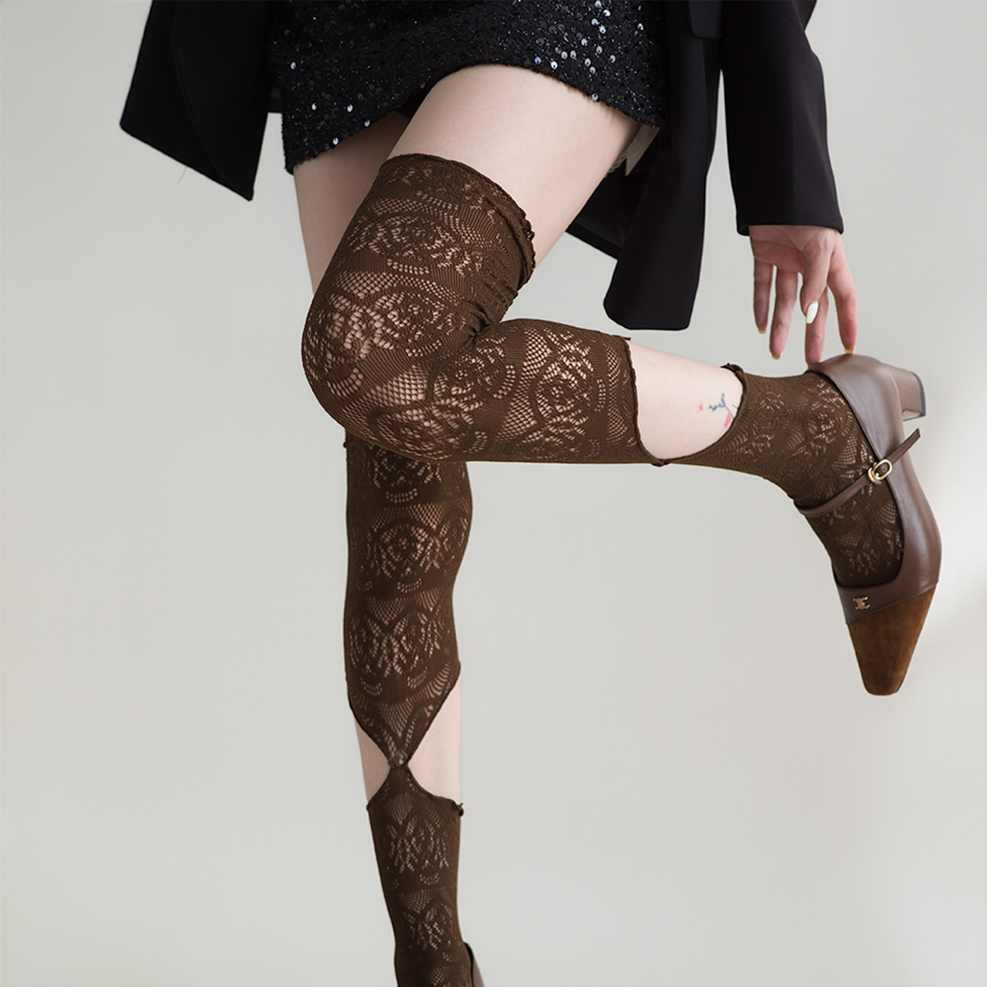 Bas en dentelle ajourés au-des - Fishing Socks avis et prix